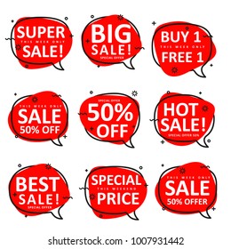 set of speech bubble shape use for promotion sale