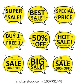 set of speech bubble shape use for promotion sale