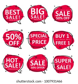 set of speech bubble shape use for promotion sale