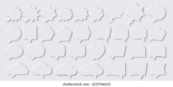 Set of speech bubble shaped. Neumorphic UI Design Elements. Vector illustration. Eps 10.