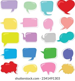 Set of  speech bubble symbols. texting quote blank template. Dialogue chat bubbles with small talk phrases, think or talk clouds