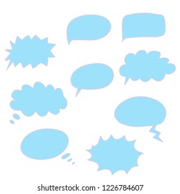 Set of speech bubble template in pop art style. EPS 10 vector illustration of comic text clouds.  Comics book dialog space for explaining business process banner. 