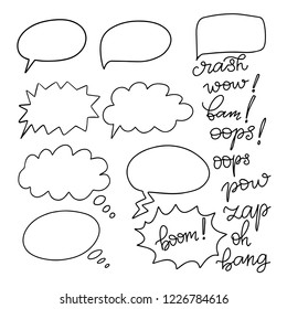 Set of speech bubble template in pop art style. EPS 10 vector illustration of comic text clouds.  Comics book dialog space for explaining business process banner. 