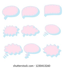 Set of speech bubble template in pop art style. EPS 10 vector illustration of comic text clouds.  Comics book dialog space for explaining business process banner. 