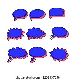 Set of speech bubble template in pop art style. EPS 10 vector illustration of comic text clouds.  Comics book dialog space for explaining business process banner. 
