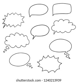 Set of speech bubble template in pop art style. EPS 10 vector illustration of comic text clouds.  Comics book dialog space for explaining business process banner. 