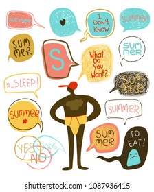 Set of speech bubble. Template. Vector illustration. Can used in postcards, t shirt design, blogs, invitation,  backgrounds, flyers and other.