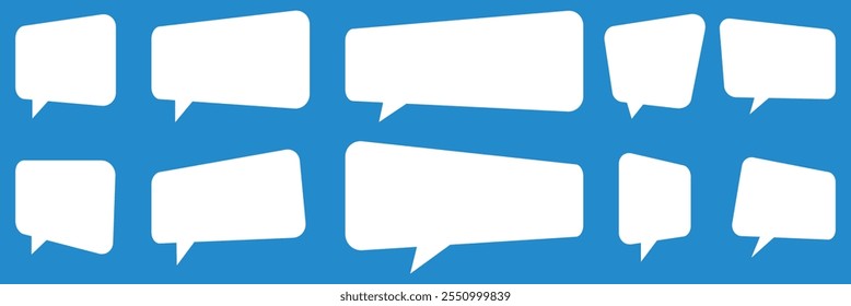 Set of speech bubble text, chatting box, message box outline cartoon design. Balloon doodle style of thinking sign symbol. Vector illustration.