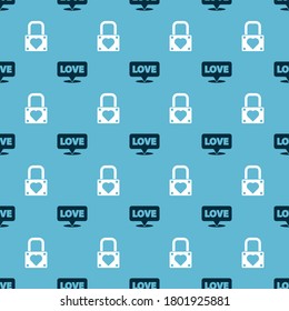 Set Speech bubble with text love and Lock and heart on seamless pattern. Vector
