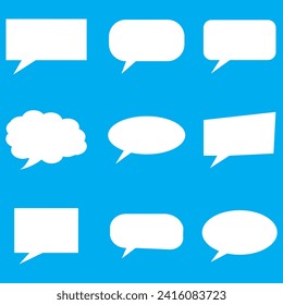 Set of speech bubble, textbox cloud of chat for comment, post, comic. Dialog box icon, message template. Different shape of empty balloons for talk on isolated background. cartoon vector illustration