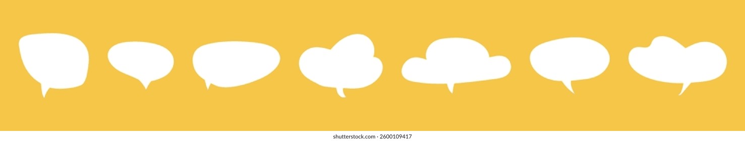 Set of speech bubble. Trendy talk bubble. Blank empty white speech bubbles backdrops. Speak bubble text mockups, simple chatting box, message box templates. Minimalist balloon word design backgrounds.