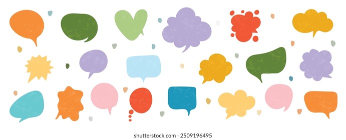 Set of speech bubble vector. Collection of contemporary figure, speech bubble in funky groovy style. Chat design element perfect for banner, print, sticker, cartoon.