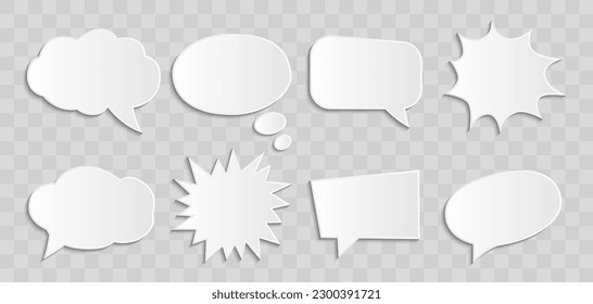 Set speech bubble vector design isolated with realistic shadows