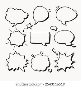 Set speech bubble white and black style space for individual design white background
