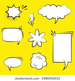 Set of speech bubbles. set of blank comic bubbles and elements. chat boxes shapes. speak bubble text, chatting box, message box. vector illustration