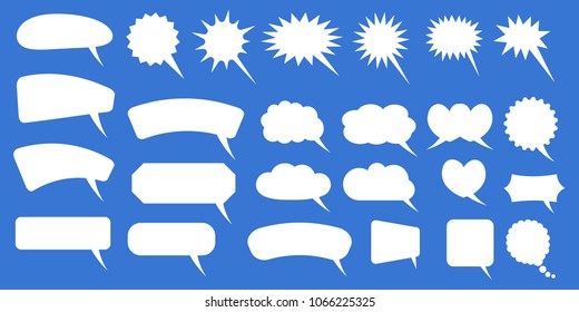 Set of speech bubbles. Blank empty vector white speech bubbles. Cartoon balloon word design.