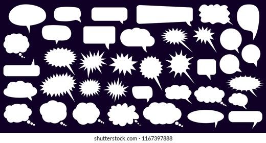 Set of speech bubbles. Blank empty vector white speech bubbles. Cartoon balloon word design.