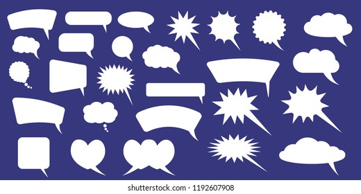 Set of speech bubbles. Blank empty vector white speech bubbles. Cartoon balloon word design.