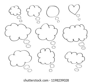Set of speech bubbles. Blank empty vector white speech bubbles. Cartoon balloon word design.