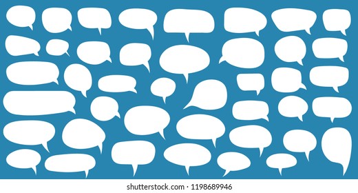 Set of speech bubbles. Blank empty vector white speech bubbles. Cartoon balloon word design.