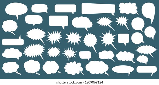 Set of speech bubbles. Blank empty vector white speech bubbles. Cartoon balloon word design.