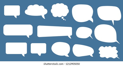 Set of speech bubbles. Blank empty vector white speech bubbles. Cartoon balloon word design.