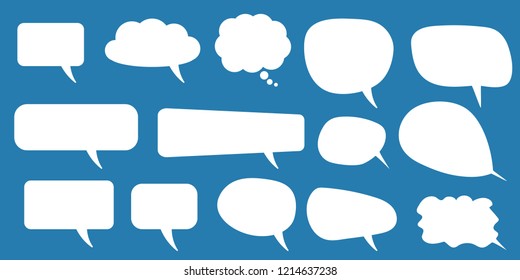 Set of speech bubbles. Blank empty vector white speech bubbles. Cartoon balloon word design.