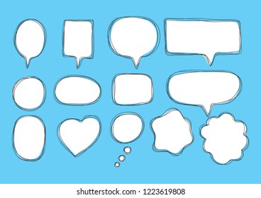 Set of speech bubbles. Blank empty vector white speech bubbles. Cartoon balloon word design.