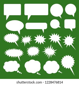 Set of speech bubbles. Blank empty vector white speech bubbles. Cartoon balloon word design.