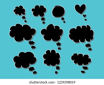 Set of speech bubbles. Blank empty vector white speech bubbles. Cartoon balloon word design.