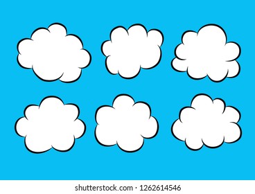 Set of speech bubbles. Blank empty vector white speech bubbles. Cartoon balloon word design.