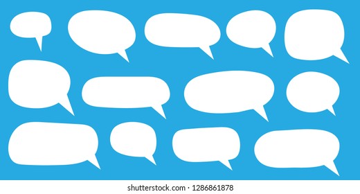 Set of speech bubbles. Blank empty vector white speech bubbles. Cartoon balloon word design.