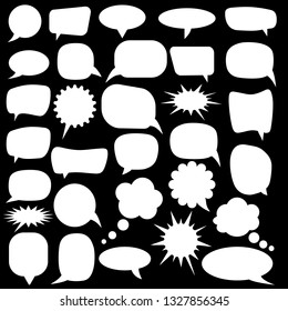 Set of speech bubbles. Blank empty vector white speech bubbles. Cartoon balloon word design.