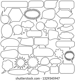 Set of speech bubbles. Blank empty vector white speech bubbles. Cartoon balloon word design.