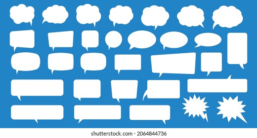 Set of speech bubbles. Blank empty vector white speech bubbles. Cartoon balloon word design.