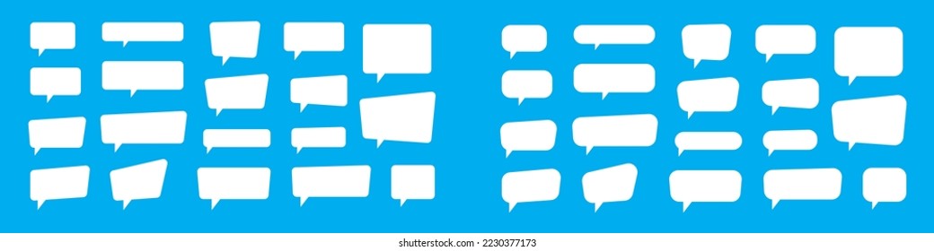 Set of speech bubbles. Blank empty vector white speech bubbles. Cartoon balloon word design. Speak bubble text, chatting box, message box, outline cartoon.