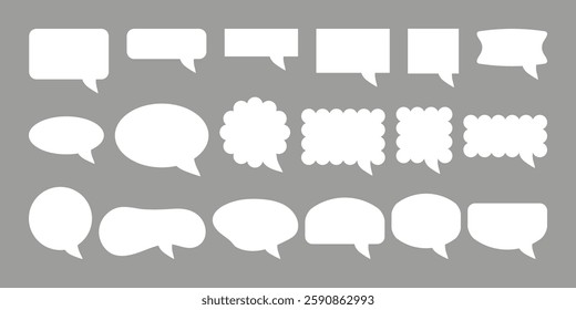 Set speech bubbles. Blank empty vector white talk balloons. Cartoon chatting box. Speak bubble text.