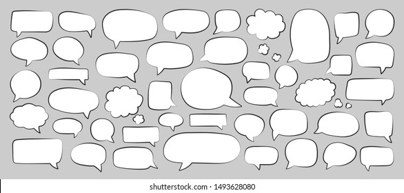 Set of speech bubbles. Blank retro empty comic bubbles. Stickers. Dialog balloons. Vector illustration.