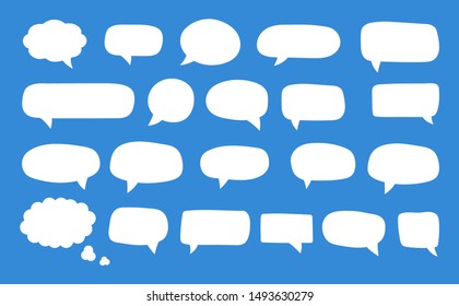Set of speech bubbles. Blank retro empty comic bubbles. Stickers. Dialog balloons. Vector illustration.