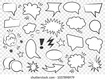 Set of speech bubbles. Set of blank template in Pop Art style. Vector illustration