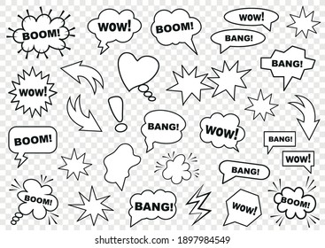 Set of speech bubbles. Set of blank template in Pop Art style. Vector illustration	