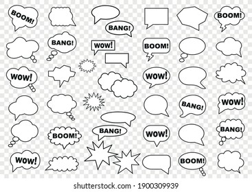 Set of speech bubbles. Set of blank template in Pop Art style. Vector illustration.