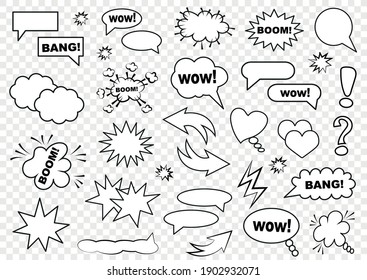 Set of speech bubbles. Set of blank template in Pop Art style. Vector illustration.