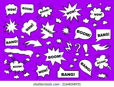 Set of speech bubbles. Set of blank template in Pop Art style. Vector illustration.