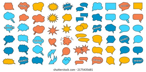 Set of speech bubbles. Set of blank template in Pop Art style. Vector illustration.