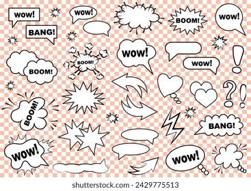 Set of speech bubbles. Set of blank template in Pop Art style. Vector illustration.