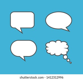 Set of Speech Bubbles blue Background. Empny blank speech bubbles in white color. Ilustration - Vector