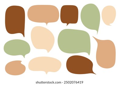 Establecer burbujas de discurso con marrón Otoño y concepto de otoño sobre fondo blanco. Vector de chat de color cálido doodle mensaje o icono de comunicación Hablar en la nube para cómics y diálogo de mensaje mínimo