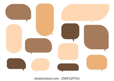 Establecer burbujas de discurso con marrón Otoño y concepto de otoño sobre fondo blanco. Vector de chat de color cálido doodle mensaje o icono de comunicación Hablar en la nube para cómics y diálogo de mensaje mínimo