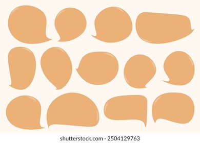Set speech bubbles with brown Autumn and fall concept on white background.warm color chat vector doodle message or communication icon Cloud speaking for comics and minimal message dialog